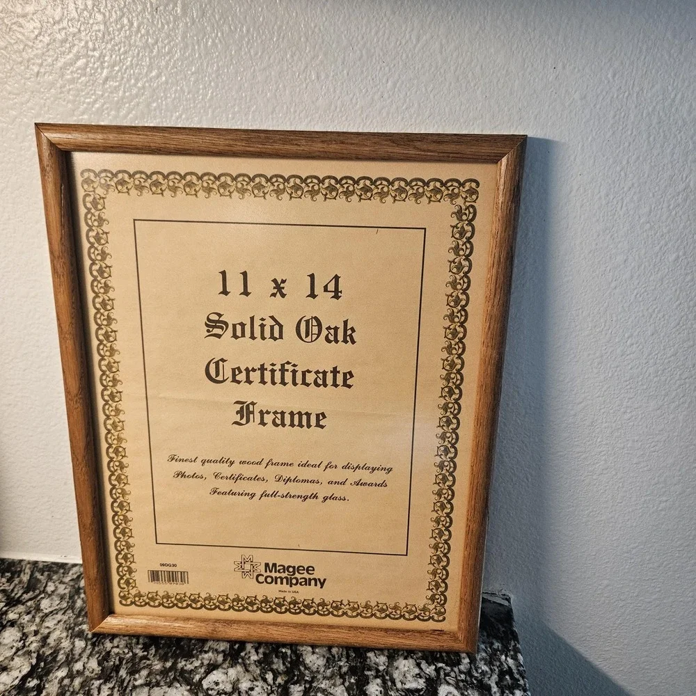 Vintage solid oak picture frame with glass insert 11x14 Magee Company